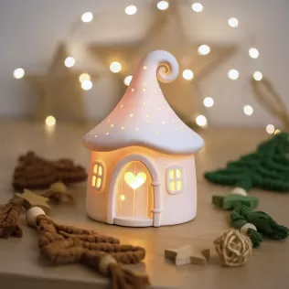 Mushroom House Candle Holder | Magical Christmas Decor | Cozy - Model thumbnail 6