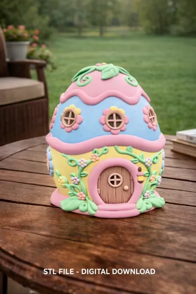 Cute Fantasy Egg House - STL File - Model preview 1