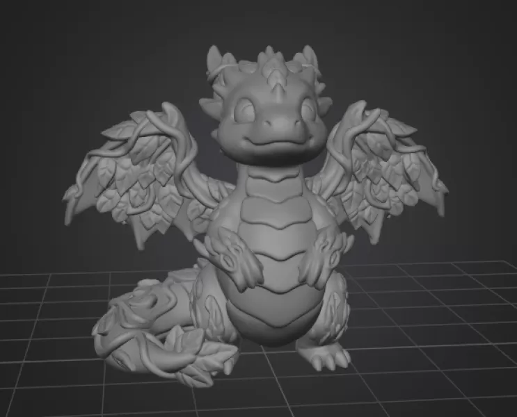 Wood Dragon – STL File 3D Printable Fantasy Dragon Figurine - Model preview 13
