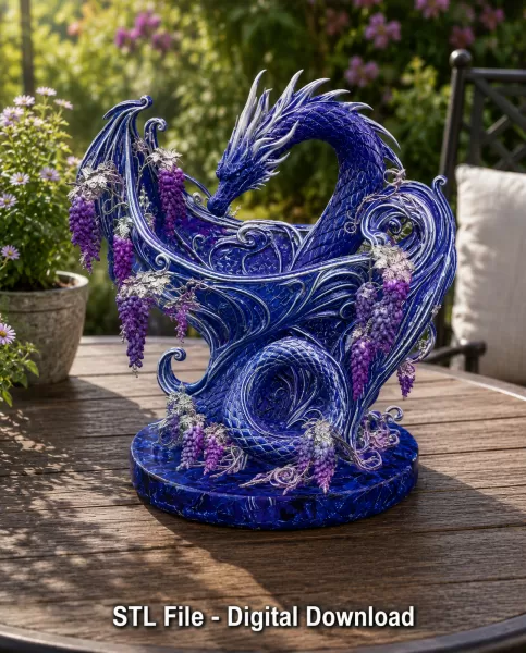Midnight Wisteria Dragon Bowl STL File for 3D Print - Model preview 2
