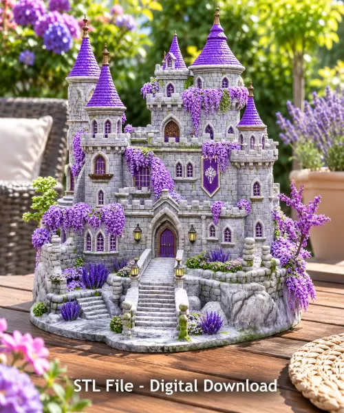 Lavender Bloom Castle STL File for 3D Print - Model preview 3