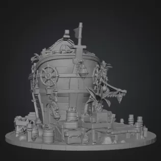 Floating Fish Market Boat STL File for 3D Print - Model thumbnail 16