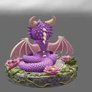 Meditating Baby Dragon STL File for 3D Print - Model thumbnail 5