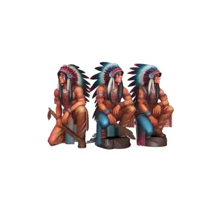 Three Native Indian People Sitting Traditional Cultural Sculptur - Model thumbnail 3