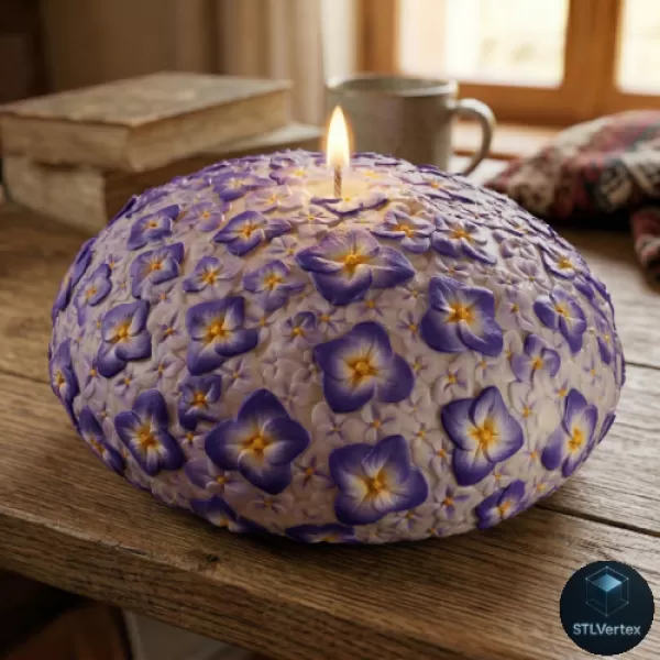 Stylized Begonia Flower Candle Printable 3D Model - Model preview 1