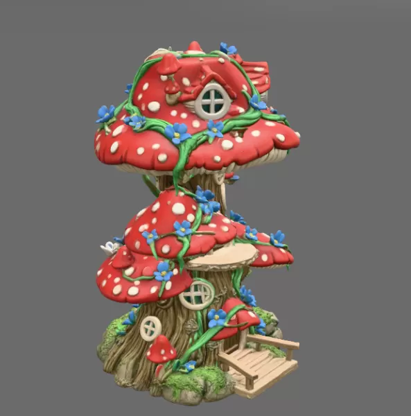 Enchanted Mushroom Village Tower STL File 3D Printable - Model preview 6