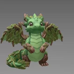 Wood Dragon – STL File 3D Printable Fantasy Dragon Figurine - Model thumbnail 3