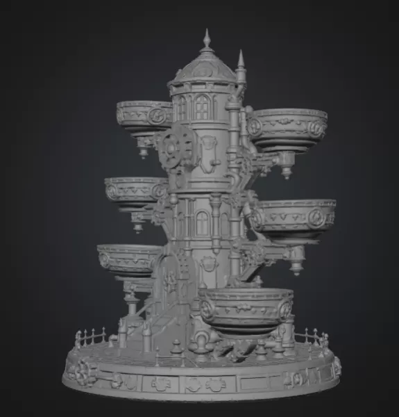 Steampunk Key & Jewelry Organizer STL File for 3D Print - Model preview 13