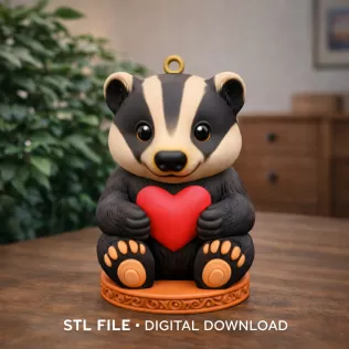 Cute Badger STL File – 3D Printable Valentine Figurine - Model thumbnail 7
