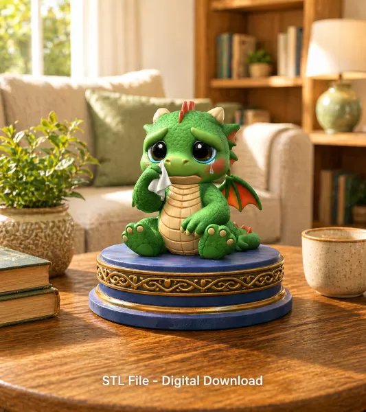 Cute Crying Baby Dragon STL File for 3D Printing - Model preview 2