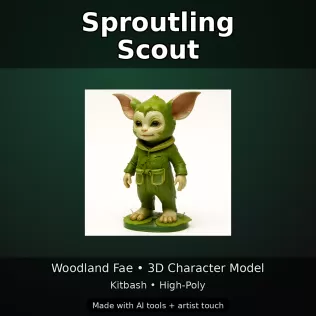 Woodland Fae Character Pack (10 High-Poly Kitbash Figures) - Model thumbnail 2