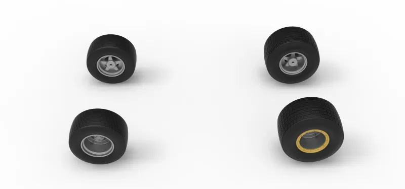 Wheel Set of Vintage Dirt late model Race car V4 Scale 1:25 - Model preview 6