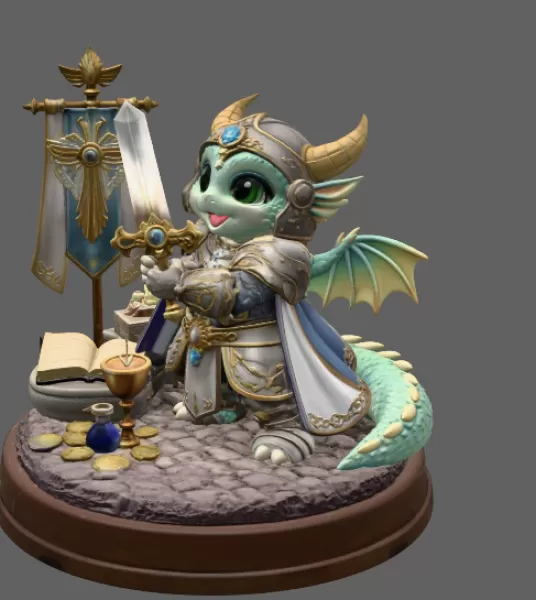 Holy Knight Dragon STL File for 3D print - Model preview 4
