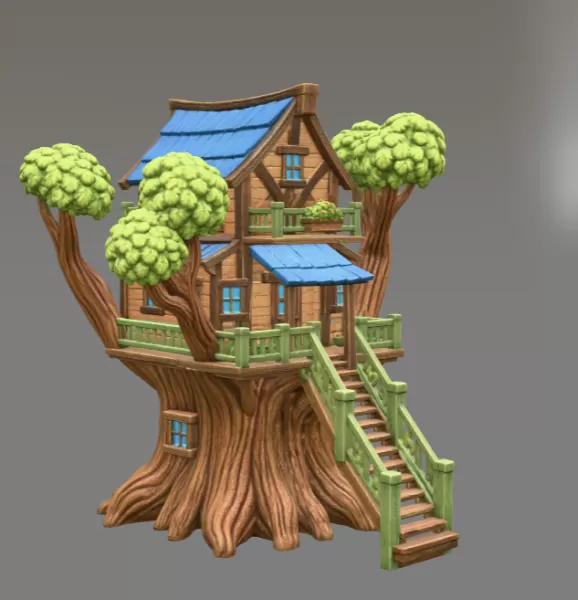 Fantasy Treehouse STL File for 3D Print - Model preview 7