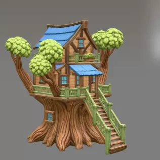 Fantasy Treehouse STL File for 3D Print - Model thumbnail 7