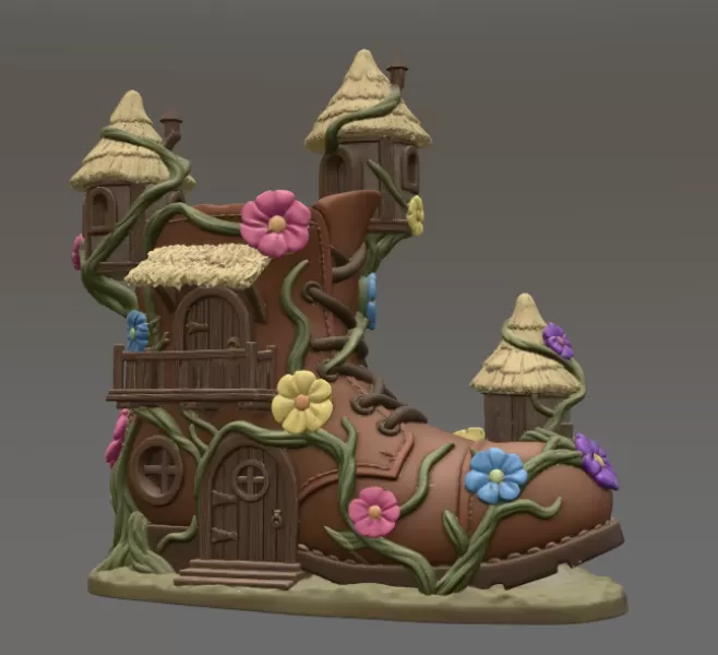 Enchanted Boot House STL File for 3D Printing - Model preview 3