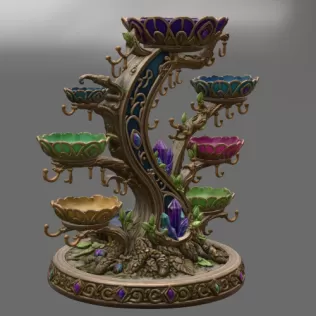 Enchanted Crystal Jewelry Tree STL File for 3D Print - Model thumbnail 10