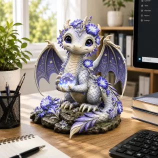 Cute Moonlight Dragon with Crystal Orb STL File for 3D Print - Model thumbnail 4