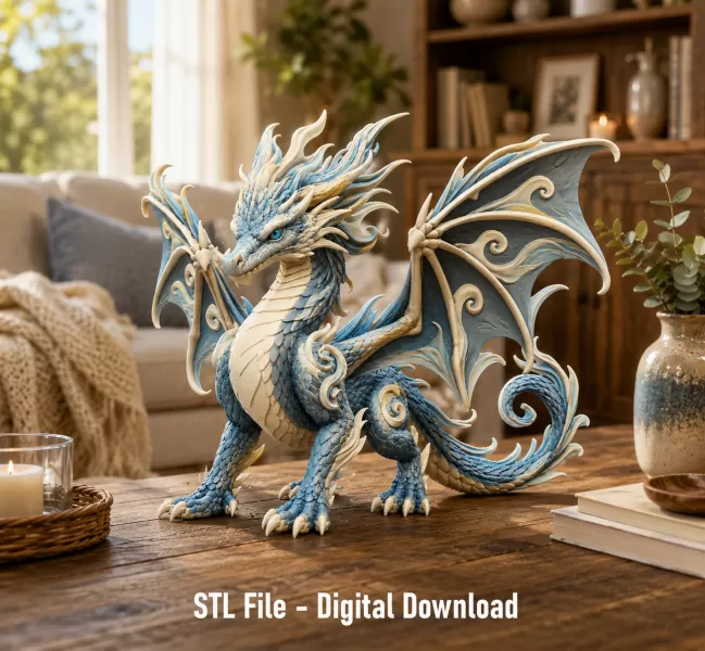 Ocean Breeze Dragon STL File for 3D Print - Model preview 5