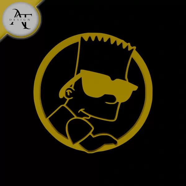 Bart Simpson - Simpsons - Silhouette - 2D Wall Art Decor - Model preview 1