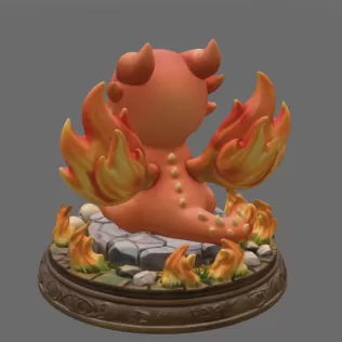 Fire Baby Dragon STL File 3D Printable Cute Fire Dragon Figurine - Model thumbnail 7
