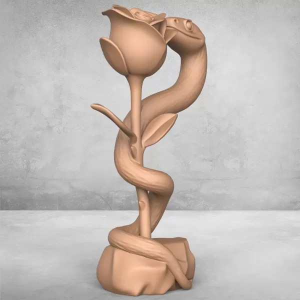 Snake and Rose Statue - Model preview 4