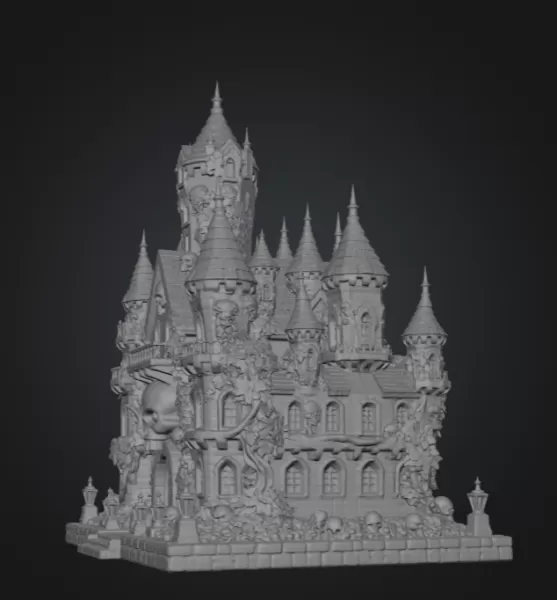 Skull Bloom Castle STL File for 3D Print - Model preview 11