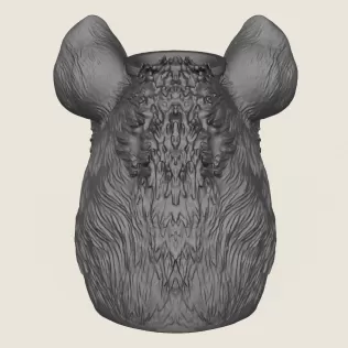 Hyena Face Vase Print Ready 3D Model