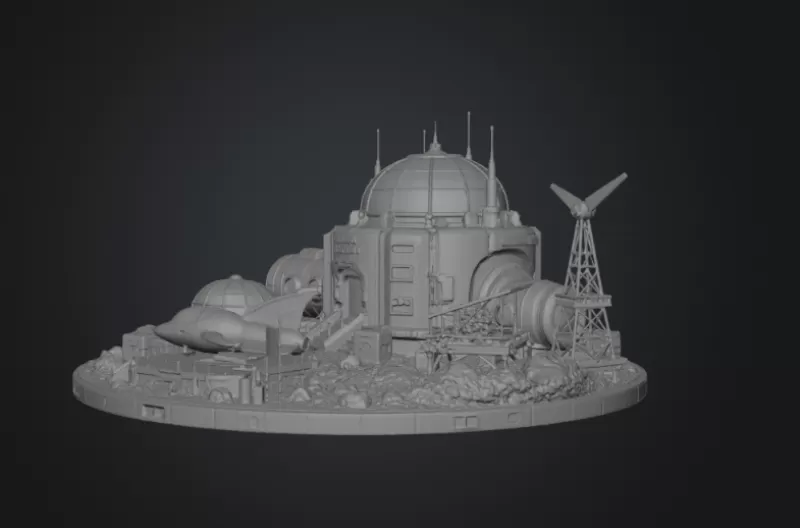 Mars Colony Command Base STL File for 3D Print - Model preview 12