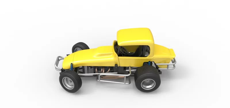 Vintage Sprint car while turning Version 2 Scale 1:25 - Model preview 8