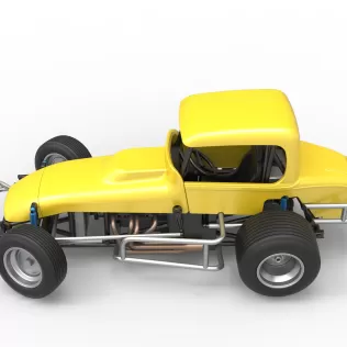 Vintage Sprint car while turning Version 2 Scale 1:25 - Model thumbnail 8
