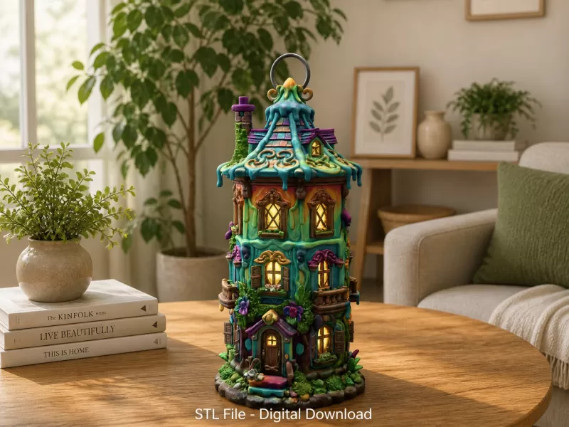 Fantasy Tower Lantern House STL File for 3D Print - Model preview 2