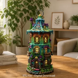 Fantasy Tower Lantern House STL File for 3D Print - Model thumbnail 2