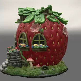 Strawberry Fairy Cottage STL File 3D Printable - Model thumbnail 4
