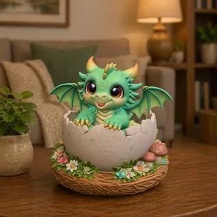 Baby Dragon in Egg – STL File for 3D Printing - Model thumbnail 2