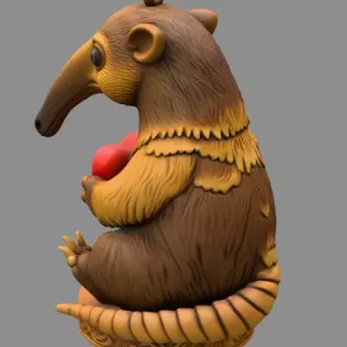 Cute Anteater STL File – 3D Printable Valentine Figurine - Model thumbnail 3