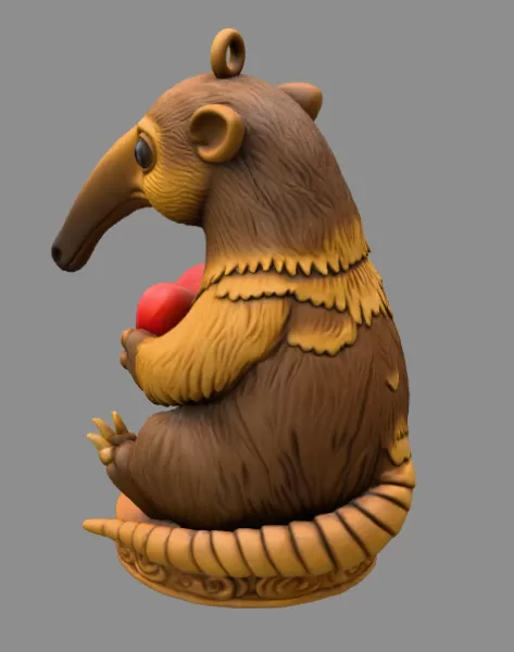 Cute Anteater STL File – 3D Printable Valentine Figurine - Model preview 3