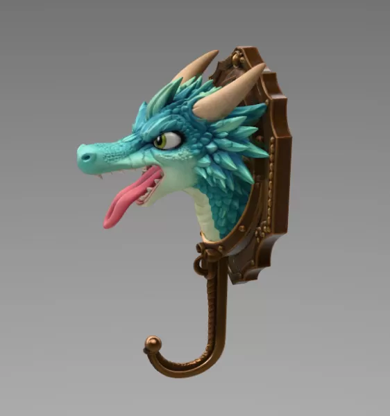 Dragon Wall Hook – STL File for 3D Printing - Model preview 4