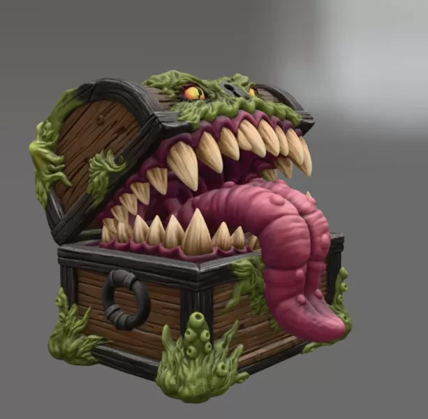 Mimic Treasure Chest Monster STL File for 3D Print - Model preview 10