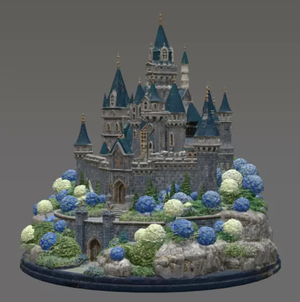 🏰 Enchanted Blue Castle STL File for 3D Print - Model preview 8