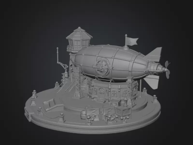 Steampunk Airship Station STL File for 3D Print - Model preview 13