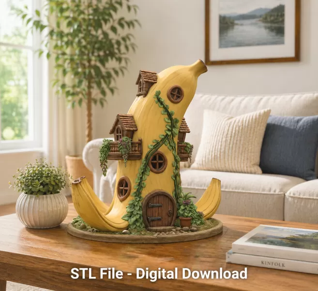 Banana Fantasy House STL File for 3D Printing - Model preview 1