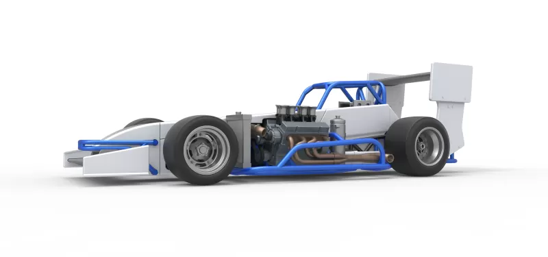 Supermodified front engine race car V4 Scale 1:25 - Model preview 2