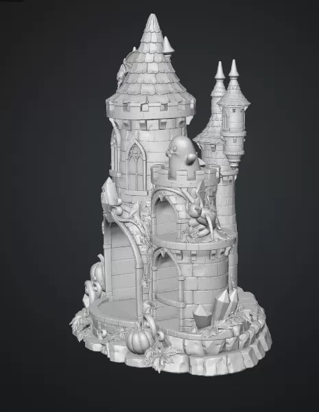 Haunted Halloween Castle LED Candle Holder STL File for 3D Print - Model preview 12