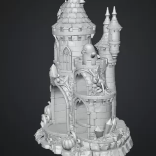 Haunted Halloween Castle LED Candle Holder STL File for 3D Print - Model thumbnail 12