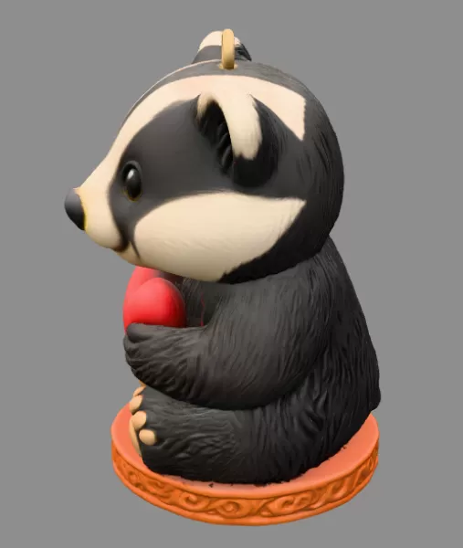 Cute Badger STL File – 3D Printable Valentine Figurine - Model preview 3