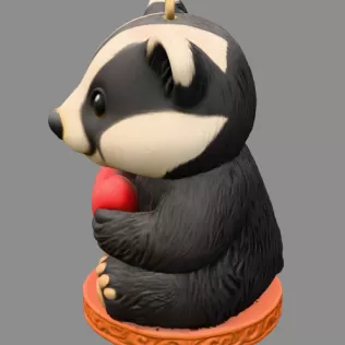Cute Badger STL File – 3D Printable Valentine Figurine - Model thumbnail 3