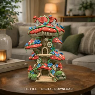 Enchanted Mushroom Village Tower STL File 3D Printable - Model thumbnail 2