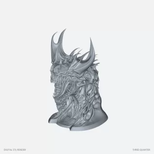 Open-Jaw Horned Dragon Bust - STL - Model thumbnail 2