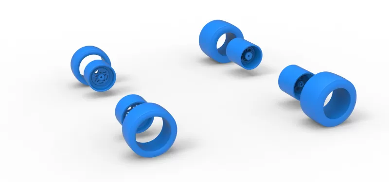 Wheel Set of Pavement Silver Crown Car Scale 1:25 - Model preview 10